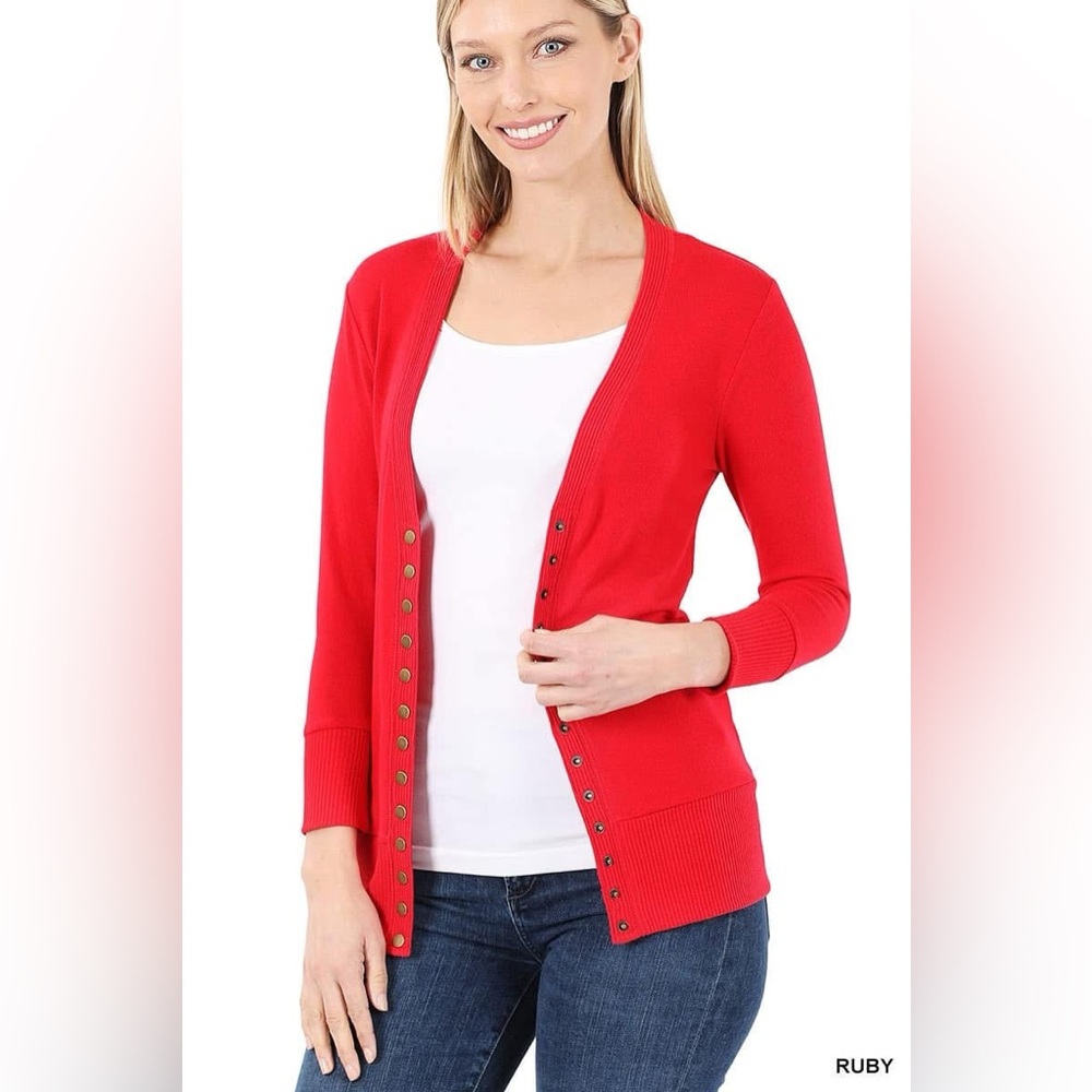 Women's Red Cardigan Sweater